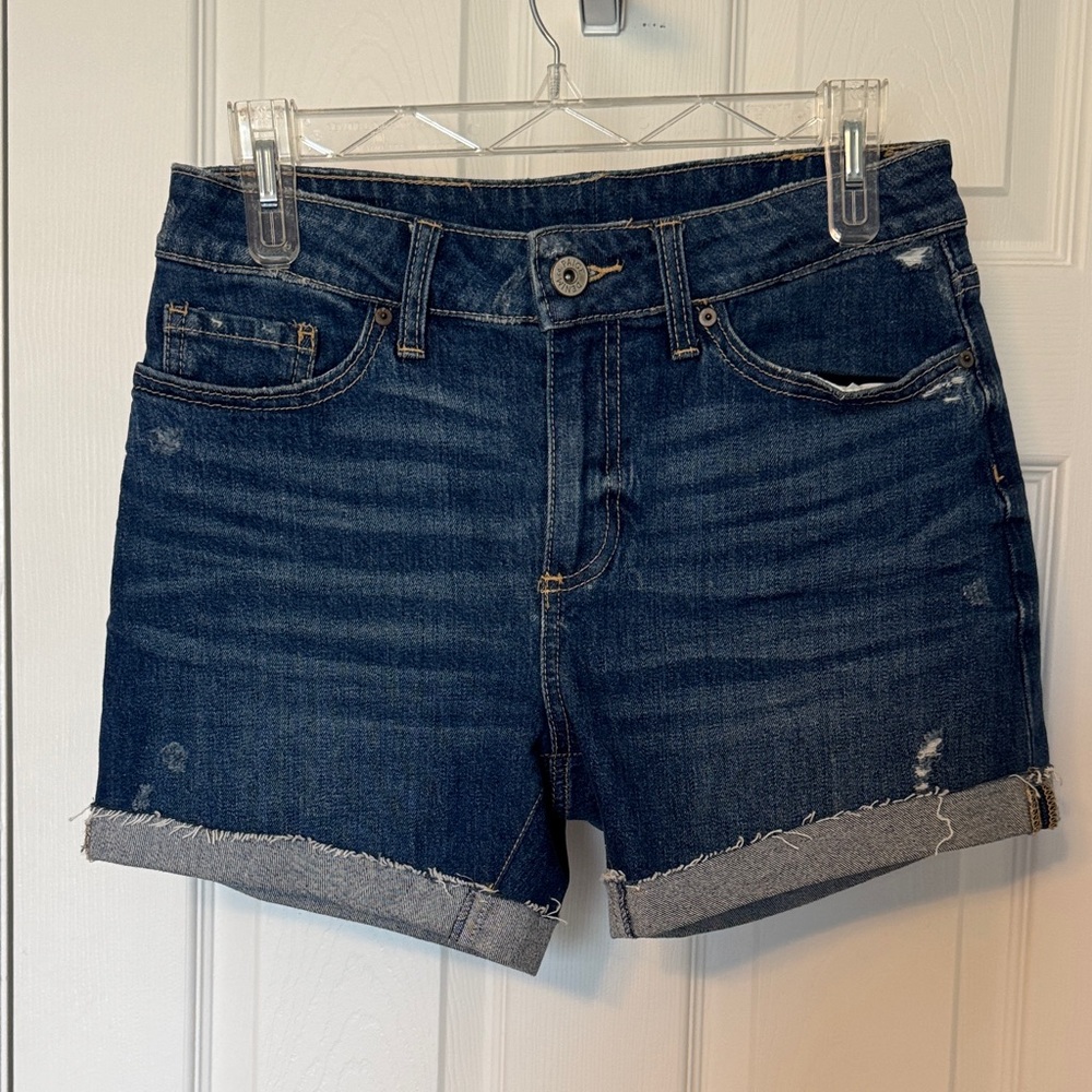 PAIGE Indigo Blue Rolled-Hem Denim Shorts